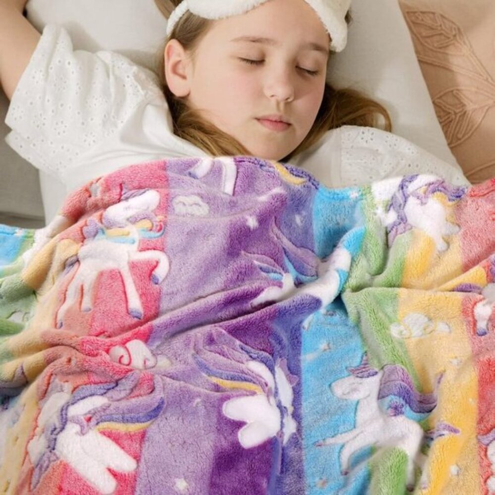 New Soft Glow in The Dark Unicorn Blanket for Girls or Birthday Gift, 50x60In - Picture 7 of 12